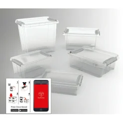 Aufbewahrungsbox mit Deckel und QR-Code Stapelbar Transparent 31L Unterbettbox