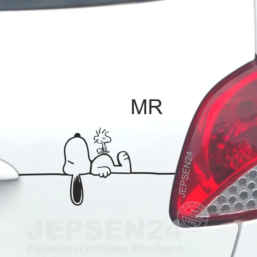 Aufkleber Snoopy schlafend + Woodstock - 20x10cm S157 - Farbwahl für Auto / Wand