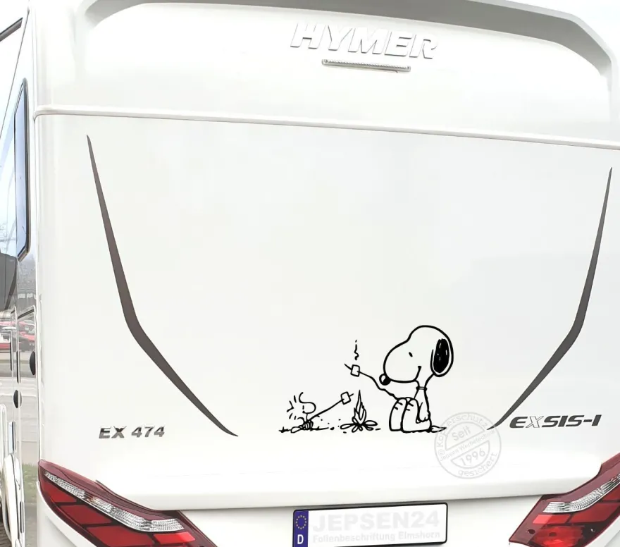 Autoaufkleber Snoopy Woodstock am Lagerfeuer 60x36cm CW09 Aufkleber Wandtattoo