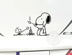 Autoaufkleber Snoopy Woodstock am Lagerfeuer 60x36cm CW09 Aufkleber Wandtattoo