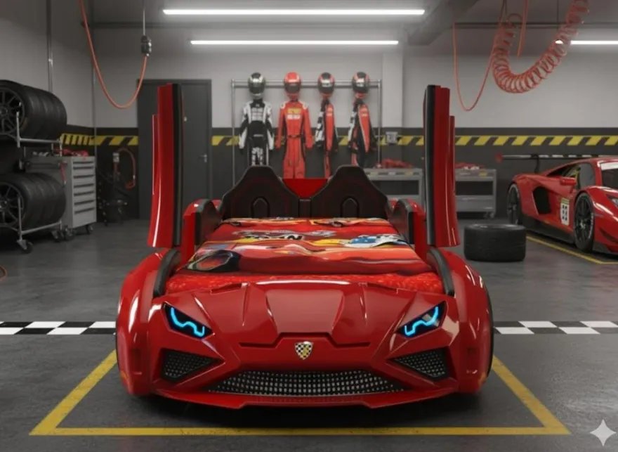 Autobett Lambo New Model RED mit Flügeltüren