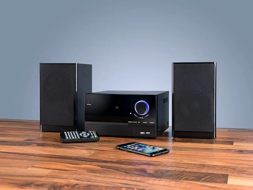 auvisio Micro-Stereoanlage, CD-Player, Radio, MP3-Player, Bluetooth, 60 Watt
