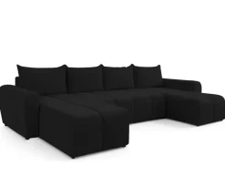 AX LIVING Ecksofas groß Ferrande 317 cm - Sofa schwarz mit Schlaffunktion & Struktur