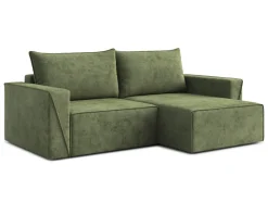 AX LIVING Mirani Ecksofa Grün kleine Couch L Form Schlaffunktion 245cm
