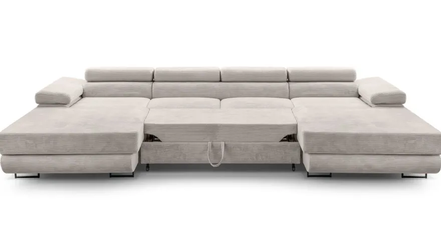 AX LIVING Sofa U Form mit Schlaffunktion - Arborio U 352 cm in Weiß