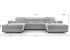 AX LIVING Sofa U Form mit Schlaffunktion - Arborio U 352 cm in Weiß