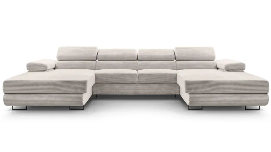 AX LIVING Sofa U Form mit Schlaffunktion - Arborio U 352 cm in Weiß