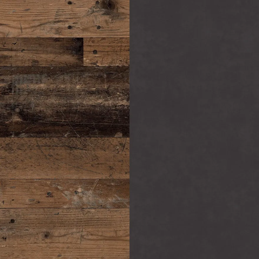 AX LIVING Spacoro Wohnwand grau modern Matera Oldwood 270 cm ohne LED