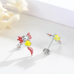 Axolotl Ohrstecker 925 Sterling Silber, hypoallergen, mit gelbem Glasstein