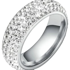 Ayoiow Edelstahl Ring Herren 8mm mit Zirkon Silber Ehering Größe 70