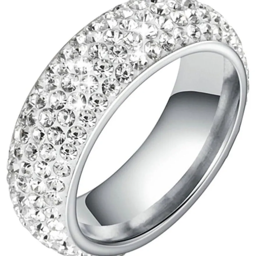 Ayoiow Edelstahl Ring Herren 8mm mit Zirkon Silber Ehering Größe 70