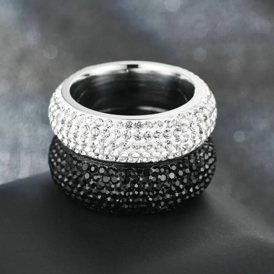 Ayoiow Edelstahl Ring Herren 8mm mit Zirkon Silber Ehering Größe 70