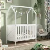 Babybett mit Dach Karyl 3-fach höhenverstellbar Kiefer massiv weiß