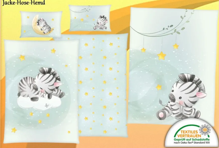 Babybettwäsche Babydecke Bettwäsche Kuscheldecke Decke - Zebra Wolke Sterne NEU