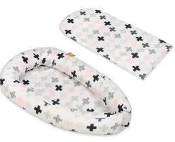 Babynest - Babynest - 0-8 Monate - 100% Baumwolle - 82x54cm - rosa Kreuze
