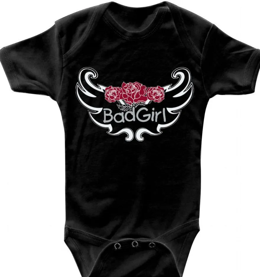 Babystrampler mit Print – Bad Girl – 08396 schwarz - 6-12 Monate
