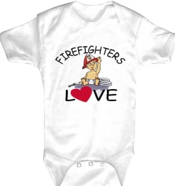 Babystrampler mit Print – Firefighters Love– 08372 weiß - 12-18 Monate