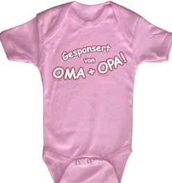 Babystrampler mit Print – Gesponsort von Oma + Oma – 08385 pink - 12-18 Monate