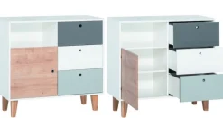 Babyzimmer Kinderzimmer Komplett COLIN Set A Schrank Wickelkommode Bett 70x140 Regal