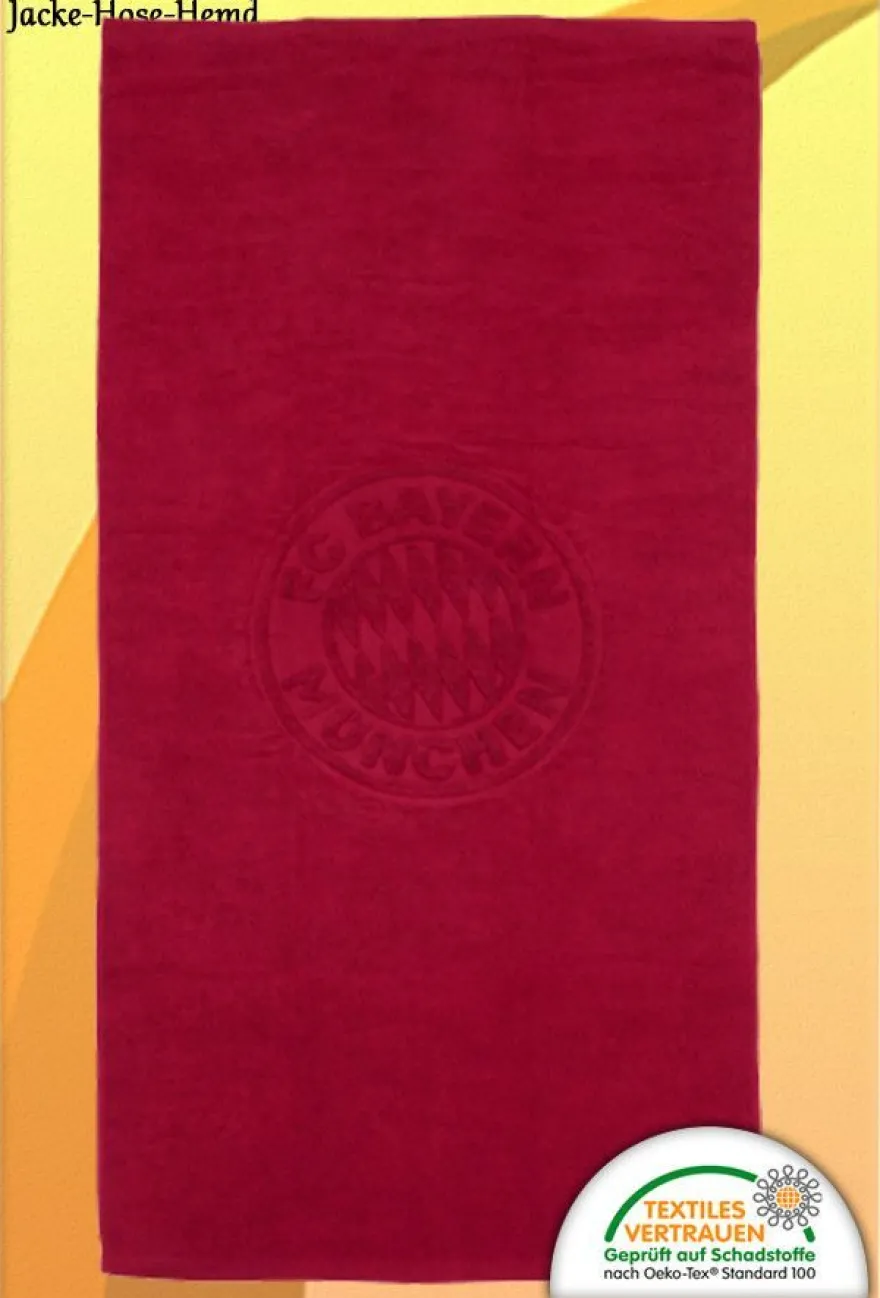 Badetuch FC Bayern München Strandtuch Duschtuch Rot Bordeaux Logo Gr: 140x70cm NEU