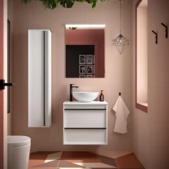 Badezimmermöbel ATTILA 600 2 Schubladen WHITE SATIN + Waschtisch-Platte