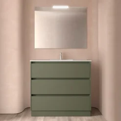 Badezimmermöbel BALTIC 1000 3 Schubladen GREEN SATIN + Waschtisch