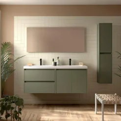 Badezimmermöbel BALTIC 1400 2 Türen und 2 Schubladen GREEN SATIN + Waschtisch