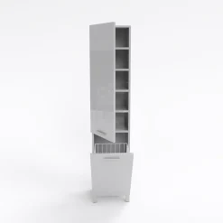 Badezimmerschrank mit Wäschekorb weiß oder schwarz hochglanz SW3 188x40 cm