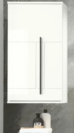 Bad Hängeschrank Hochglanz weiß Badezimmer Schrank Ober Hänger Badmöbel Design-D