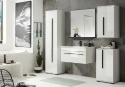 Bad Hängeschrank Hochglanz weiß Badezimmer Schrank Ober Hänger Badmöbel Design-D