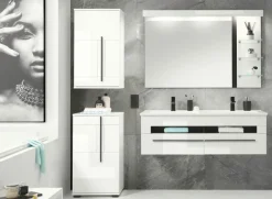 Bad Hängeschrank Hochglanz weiß Badezimmer Schrank Ober Hänger Badmöbel Design-D