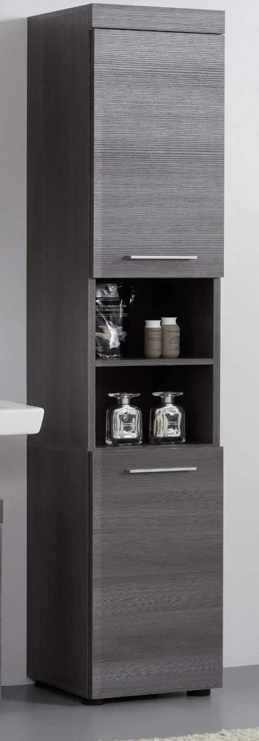 Bad Hochschrank Badschrank grau Sardegna Badezimmer Schrank Runner 30 x 190 cm