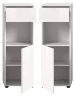 Badmöbel Kommode Badezimmer Unterschrank weiß Hochglanz Badkommode Larik 38 x 106 cm