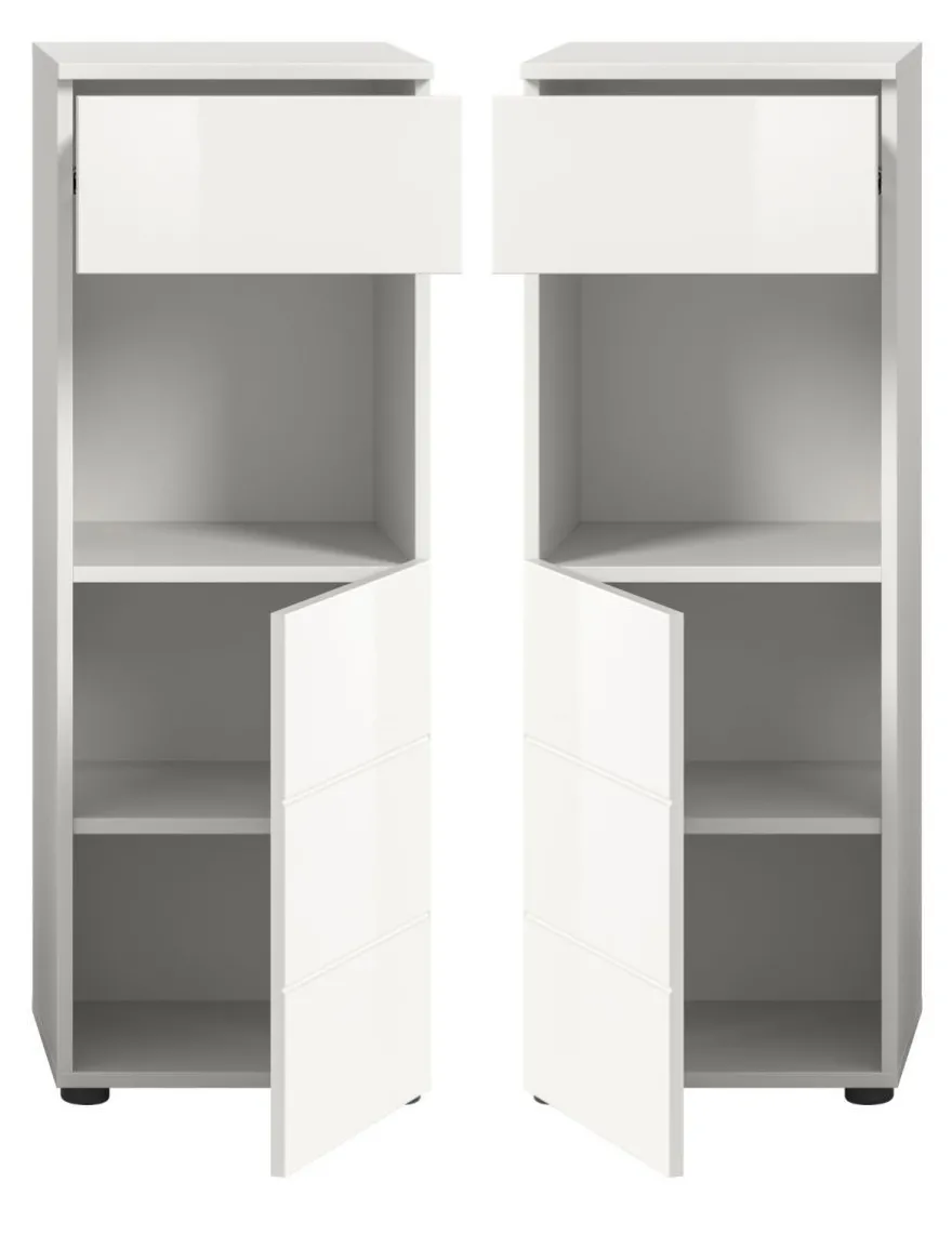 Badmöbel Kommode Badezimmer Unterschrank weiß Hochglanz Badkommode Larik 38 x 106 cm