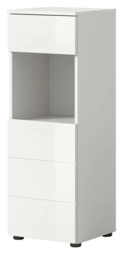Badmöbel Kommode Badezimmer Unterschrank weiß Hochglanz Badkommode Larik 38 x 106 cm