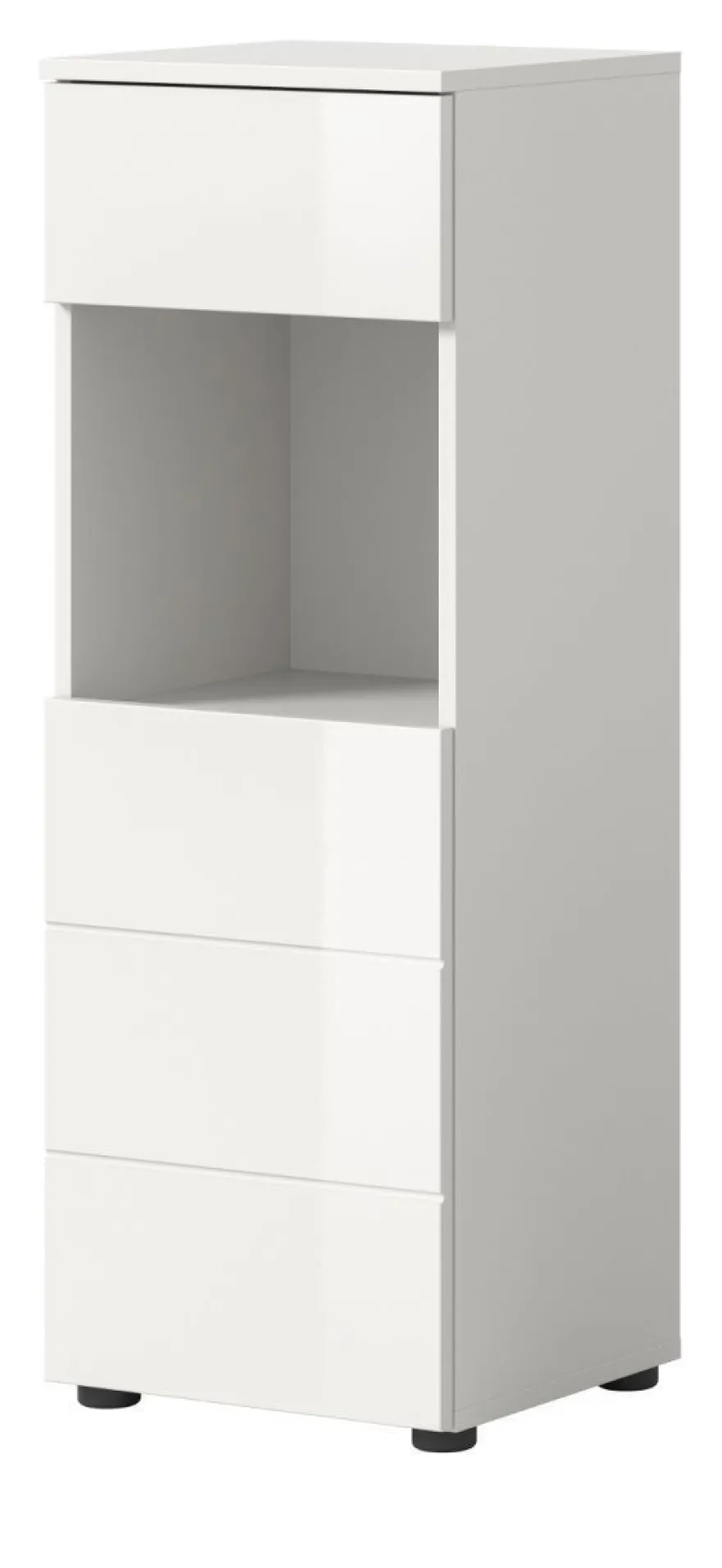 Badmöbel Kommode Badezimmer Unterschrank weiß Hochglanz Badkommode Larik 38 x 106 cm