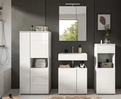 Badmöbel Kommode Badezimmer Unterschrank weiß Hochglanz Badkommode Larik 38 x 106 cm