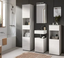 Badmöbel Kommode Badezimmer Unterschrank weiß Hochglanz Badkommode Larik 38 x 106 cm
