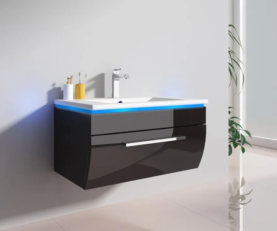 Badmöbel-Set Unterschrank Waschtisch Gäste-WC 60 cm 70 cm 90 cm weiß schwarz