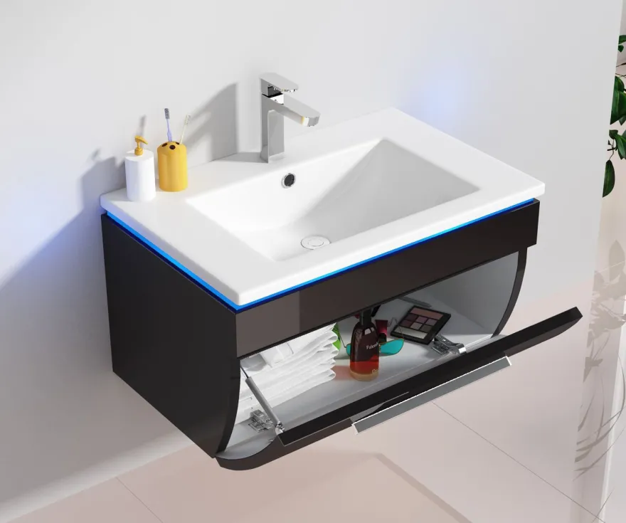 Badmöbel-Set Unterschrank Waschtisch Gäste-WC 60 cm 70 cm 90 cm weiß schwarz