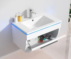 Badmöbel-Set Unterschrank Waschtisch Gäste-WC 60 cm 70 cm 90 cm weiß schwarz