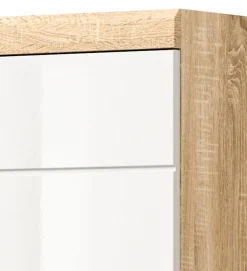 Bad Möbel Set weiß Hochglanz Eiche Badezimmer Badset komplett Badschrank Mambo