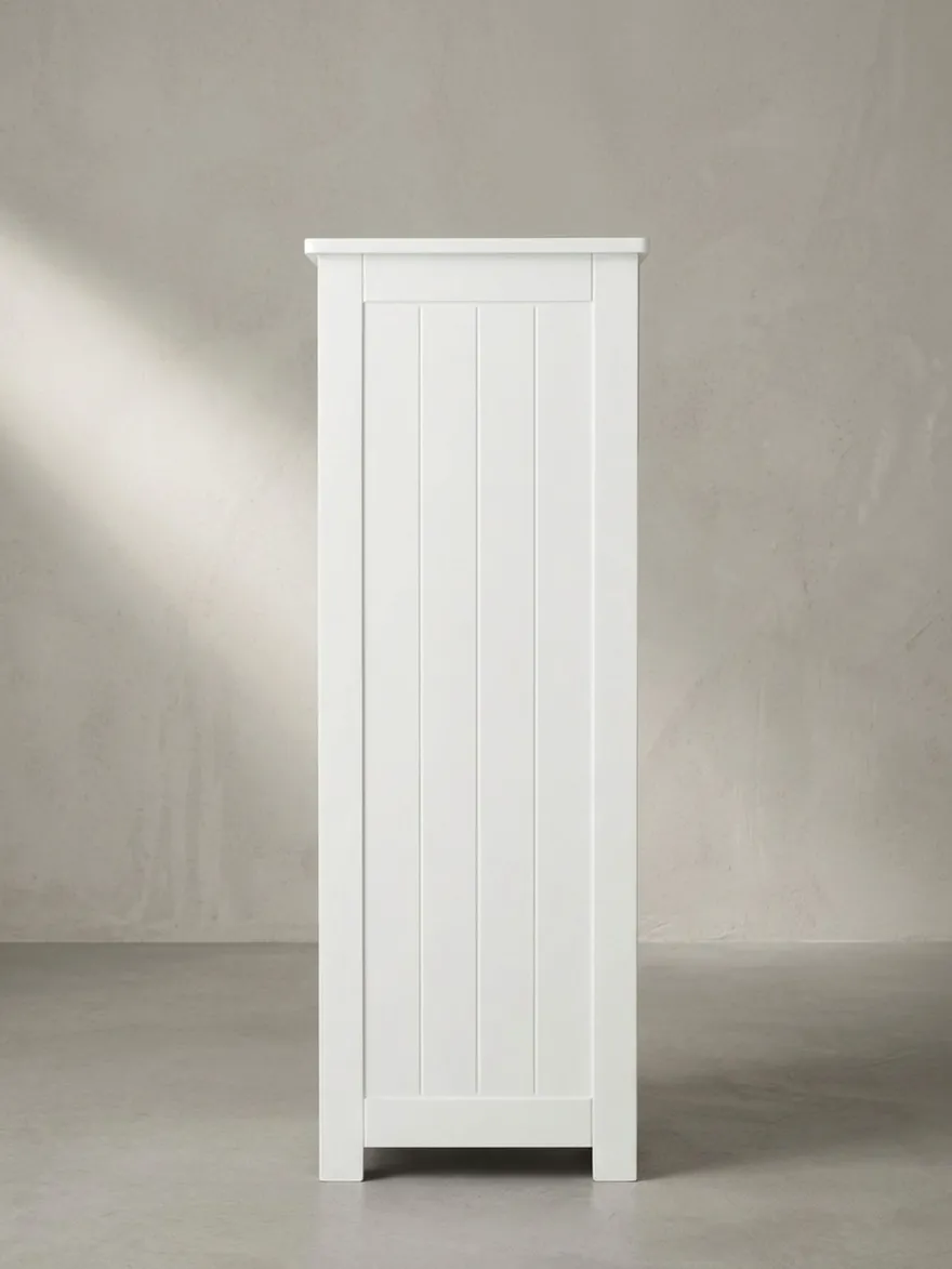 Badschrank Weiß 30x83x30 cm im Landhausstil aus MDF mit 4 Schubladen PATTI