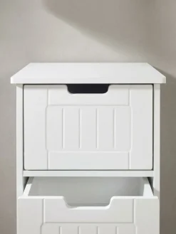 Badschrank Weiß 30x83x30 cm im Landhausstil aus MDF mit 4 Schubladen PATTI