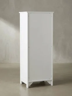 Badschrank Weiß 30x83x30 cm im Landhausstil aus MDF mit 4 Schubladen PATTI