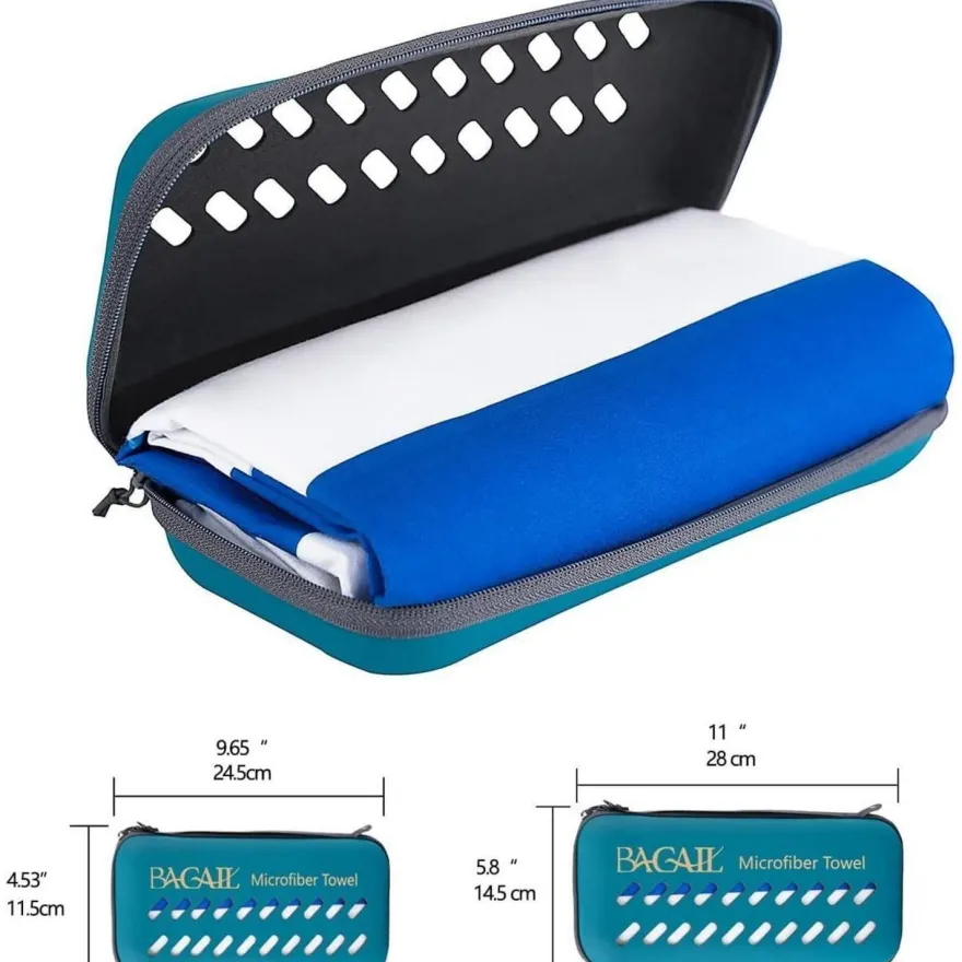 BAGAIL Strandtuch Mikrofaser XXL 180x90cm Blau Streifen - Schnelltrocknend