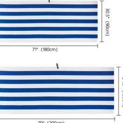 BAGAIL Strandtuch Mikrofaser XXL 180x90cm Blau Streifen - Schnelltrocknend