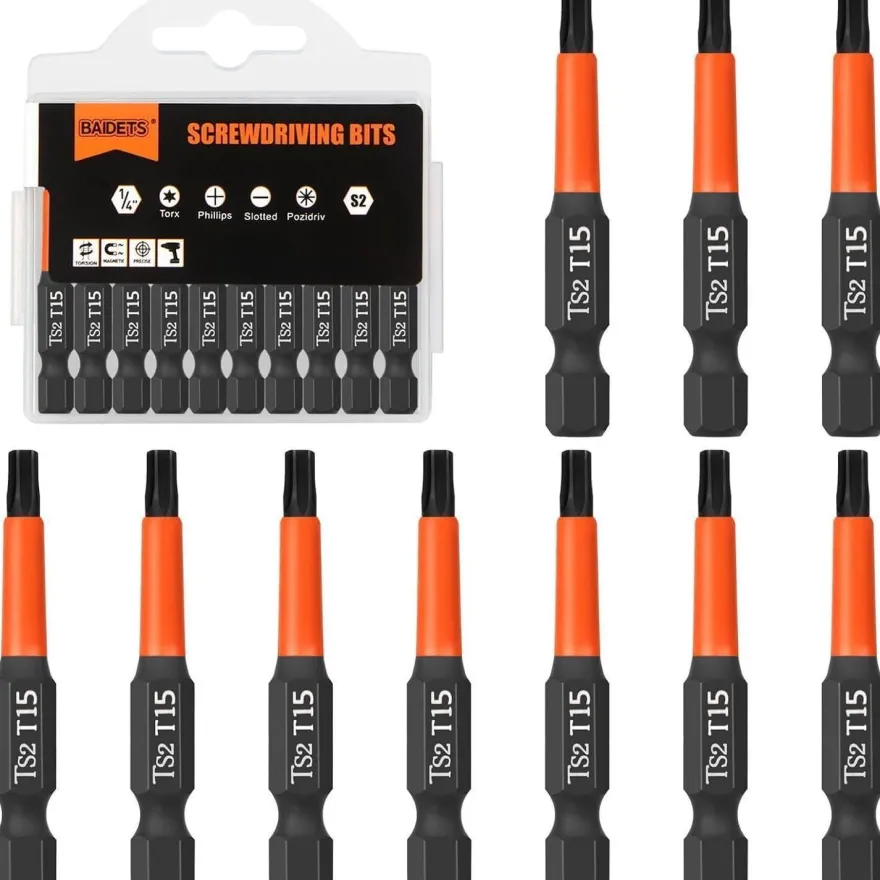 Baidets Pro T15 Torx Schrauber Bits - 10 Stück, 50mm, 1/4