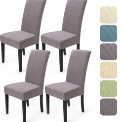BalladHome Stuhlhussen 4er Set, moderne Twill Jacquard Stretch Stuhlbezüge für