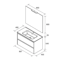 BALTIC Komplett-Set 900 2 Schubladen Nature